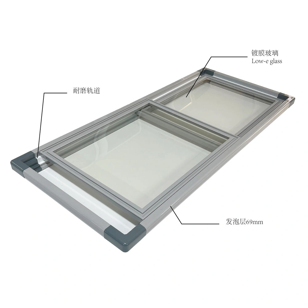 Plastic Frame Chest Sliding Freezer Tempered Glass Door