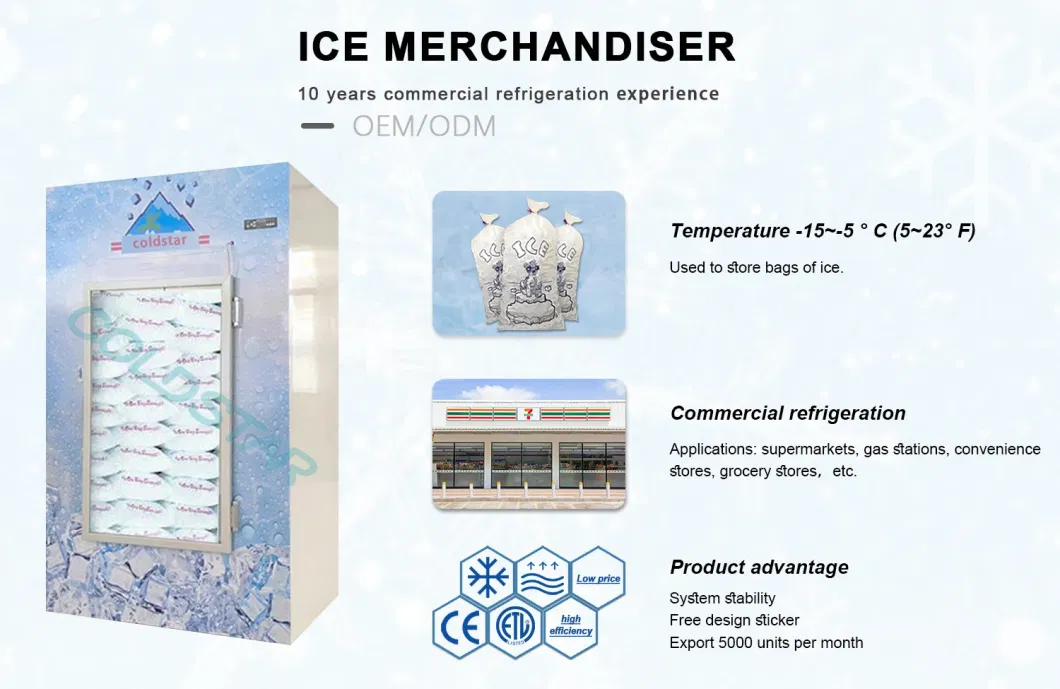 220V Glass Door Used Ice Merchandiser for Sale